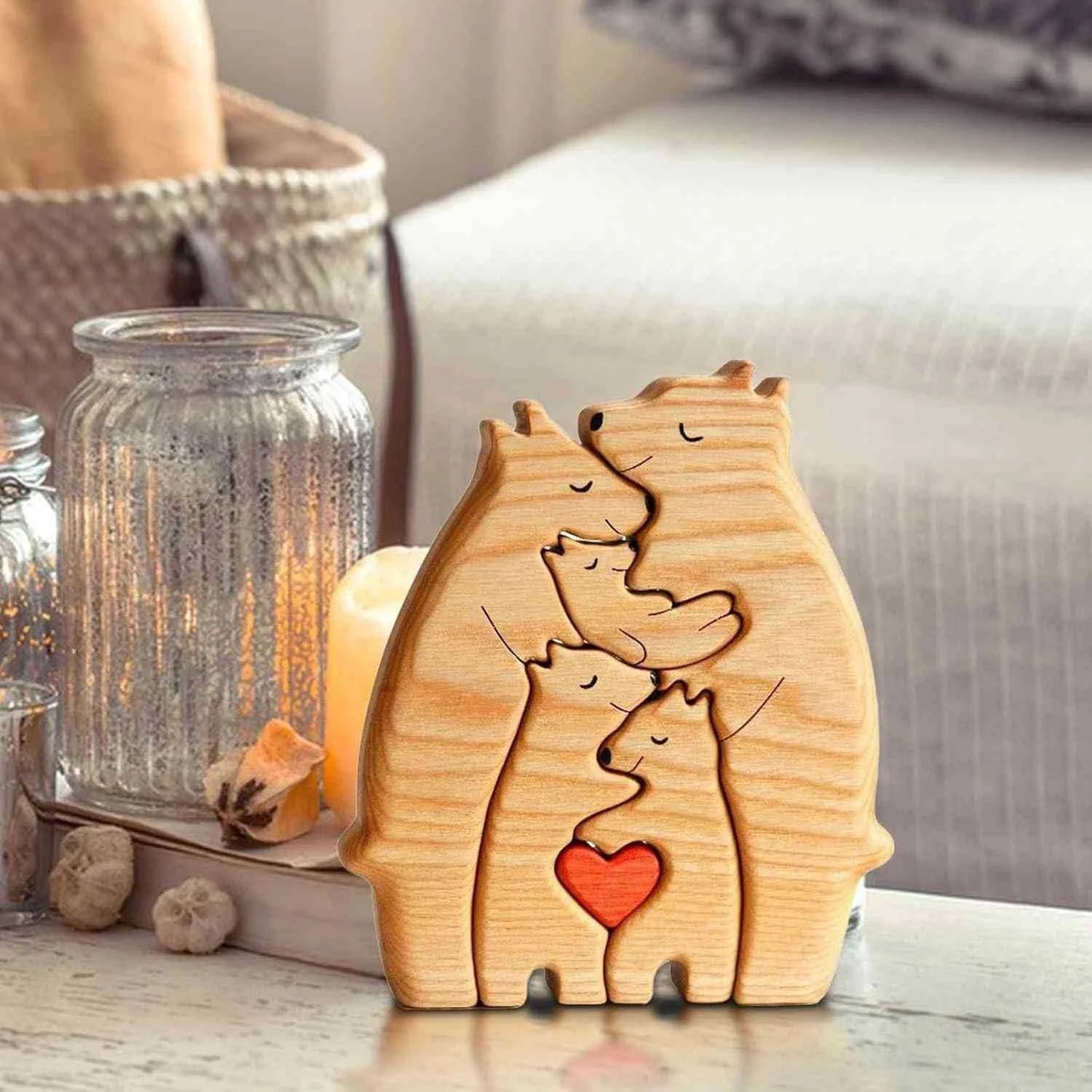 Personalized Bear Family Wooden Puzzle Elegant Family Home Decor and Keepsake Gift Handcrafted Wood Crafts for Wall Signs
