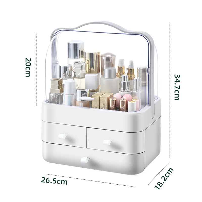 Cosmetic Organizer Countertop Organizer For Dresser With Lid And Drawer Countertop Waterproof And Dustproof Skin Care Organizer