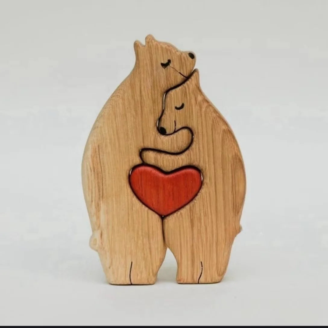 Personalized Bear Family Wooden Puzzle Elegant Family Home Decor and Keepsake Gift Handcrafted Wood Crafts for Wall Signs