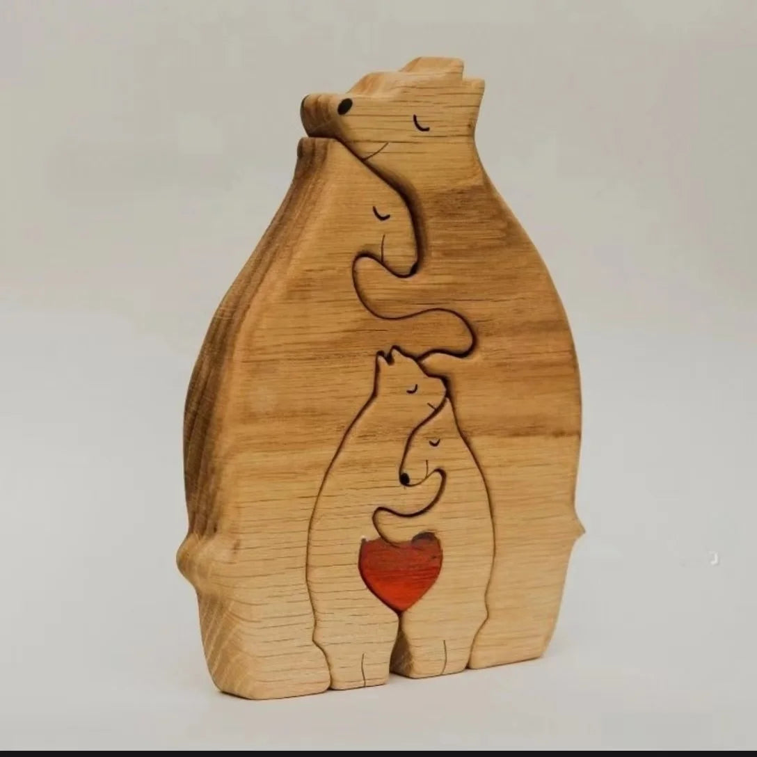Personalized Bear Family Wooden Puzzle Elegant Family Home Decor and Keepsake Gift Handcrafted Wood Crafts for Wall Signs