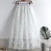 Advanced Mesh Half-Body Skirt Female Spring and Fall New High-Waisted Cake Womens Skirts