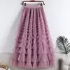 Advanced Mesh Half-Body Skirt Female Spring and Fall New High-Waisted Cake Womens Skirts