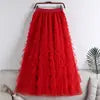 Advanced Mesh Half-Body Skirt Female Spring and Fall New High-Waisted Cake Womens Skirts