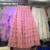 Advanced Mesh Half-Body Skirt Female Spring and Fall New High-Waisted Cake Womens Skirts