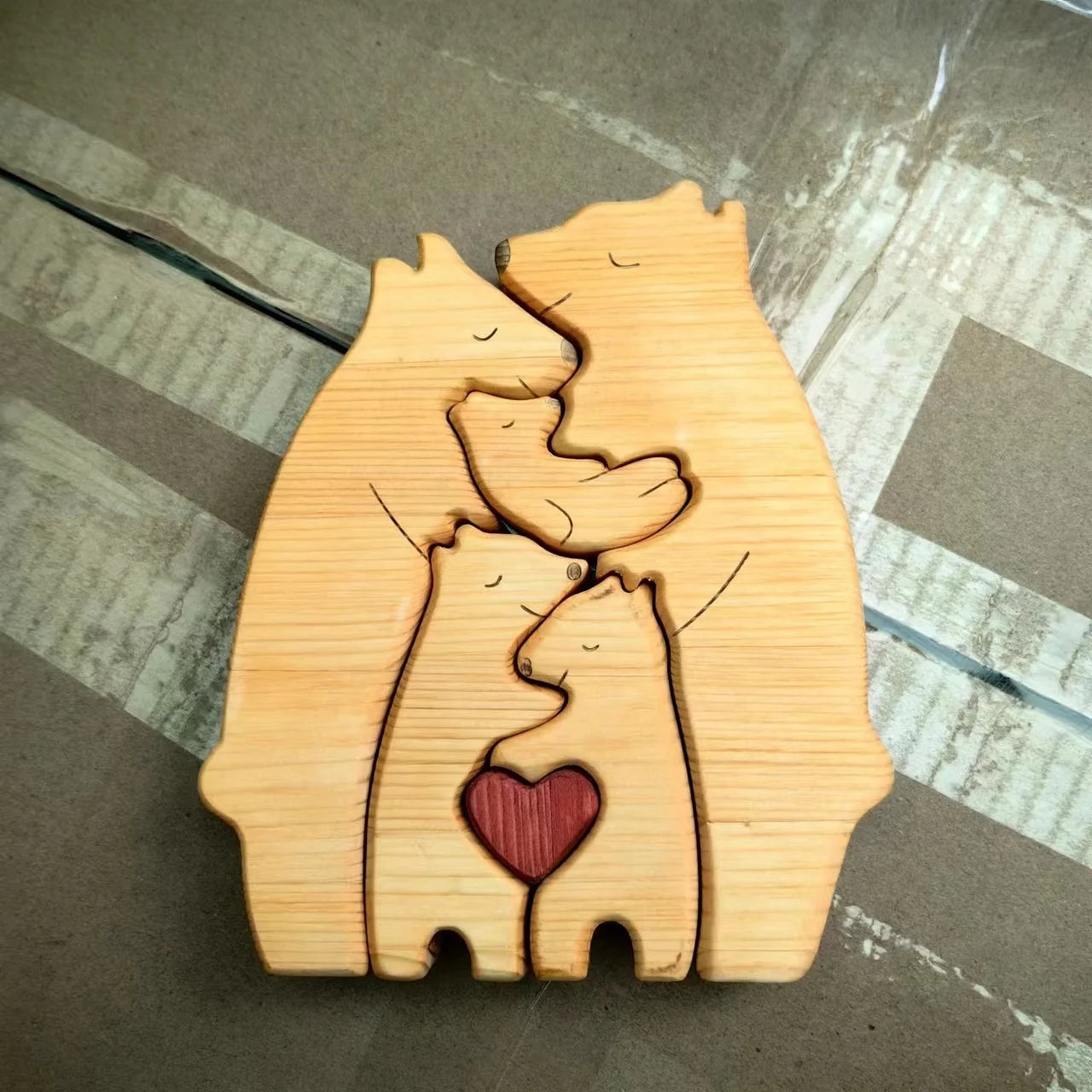 Personalized Bear Family Wooden Puzzle Elegant Family Home Decor and Keepsake Gift Handcrafted Wood Crafts for Wall Signs