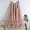 Advanced Mesh Half-Body Skirt Female Spring and Fall New High-Waisted Cake Womens Skirts