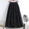 Advanced Mesh Half-Body Skirt Female Spring and Fall New High-Waisted Cake Womens Skirts