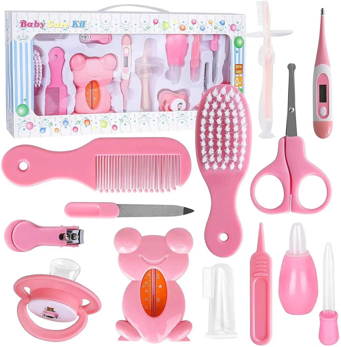 13 in 1 Baby Grooming Kit Health Safety Care Set Newborn Nursery with Toothbrush Ear Spoon Thermometer Nail Clipper File