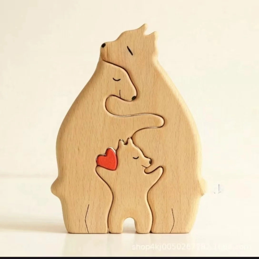 Personalized Bear Family Wooden Puzzle Elegant Family Home Decor and Keepsake Gift Handcrafted Wood Crafts for Wall Signs