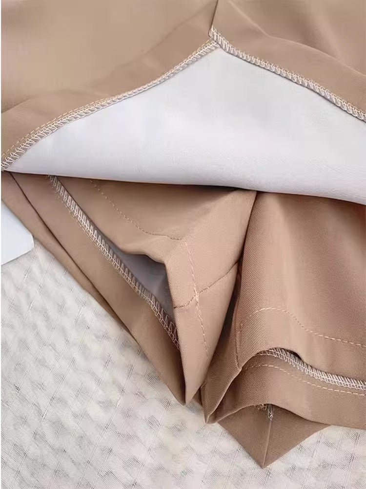 Women's skirt spring 2024 New High waist slimming A- line skirt design pleated drawstring one-step hip skirt