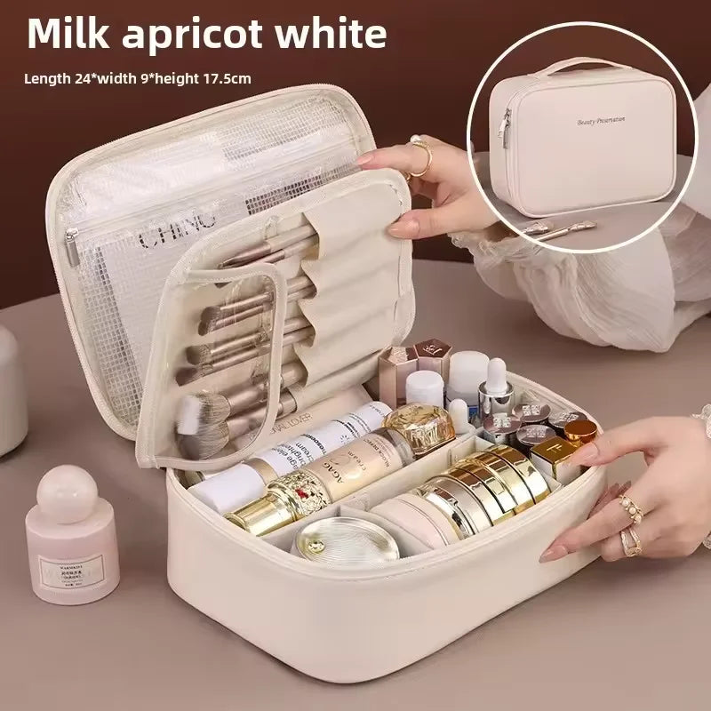 Bolsa de cosméticos de doble capa de gran capacidad