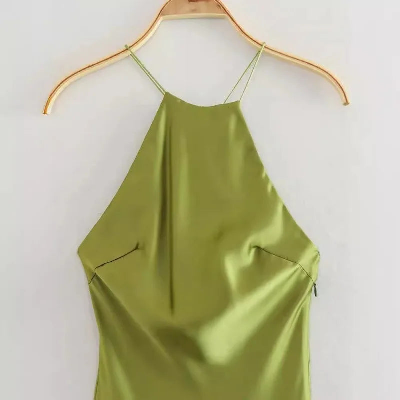 Vestido sin tirantes de satén de seda largo estilo callejero estampado floral tejido de poliéster sin cintura