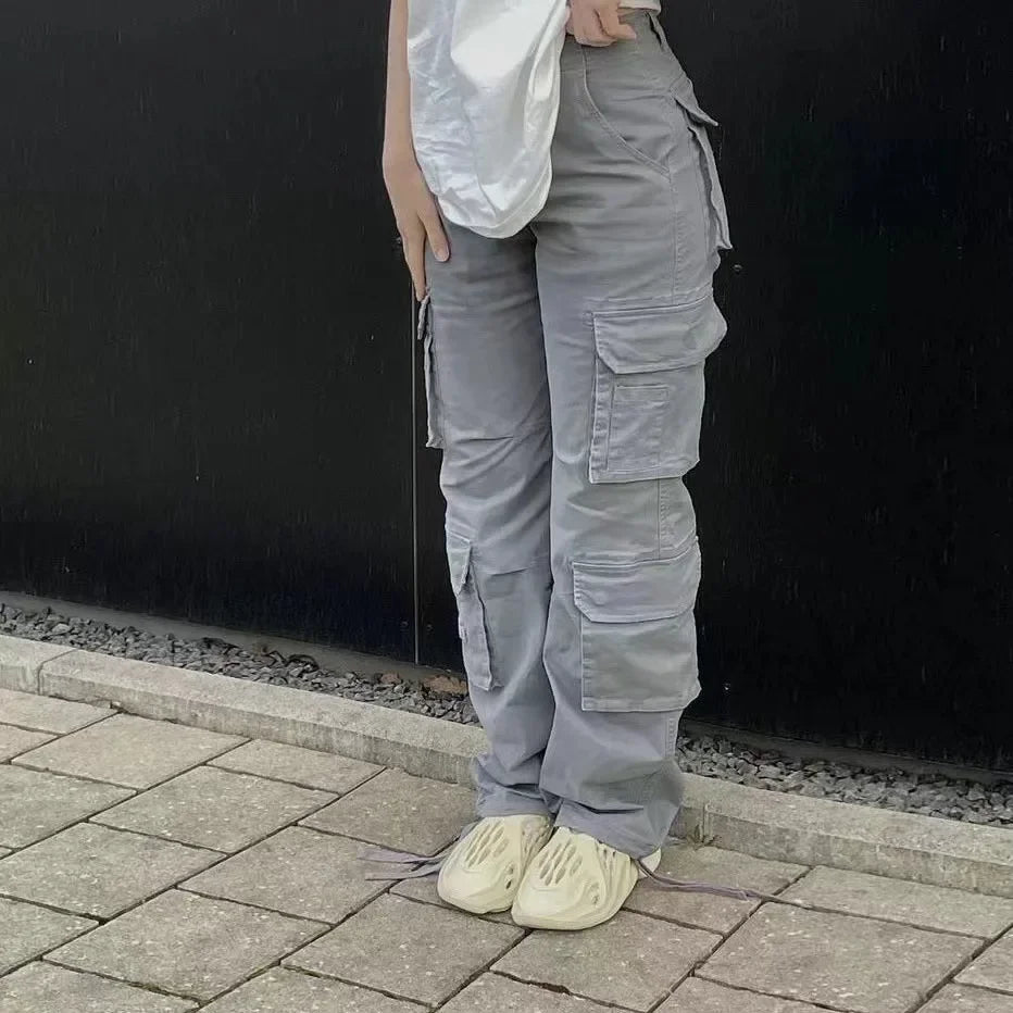 Baggy Cargo Pants Low Waist Denims Vintage Women Hip Hop Y2K Multi Pockets Jeans 2024 Autumn Streetwear Trousers Overalls
