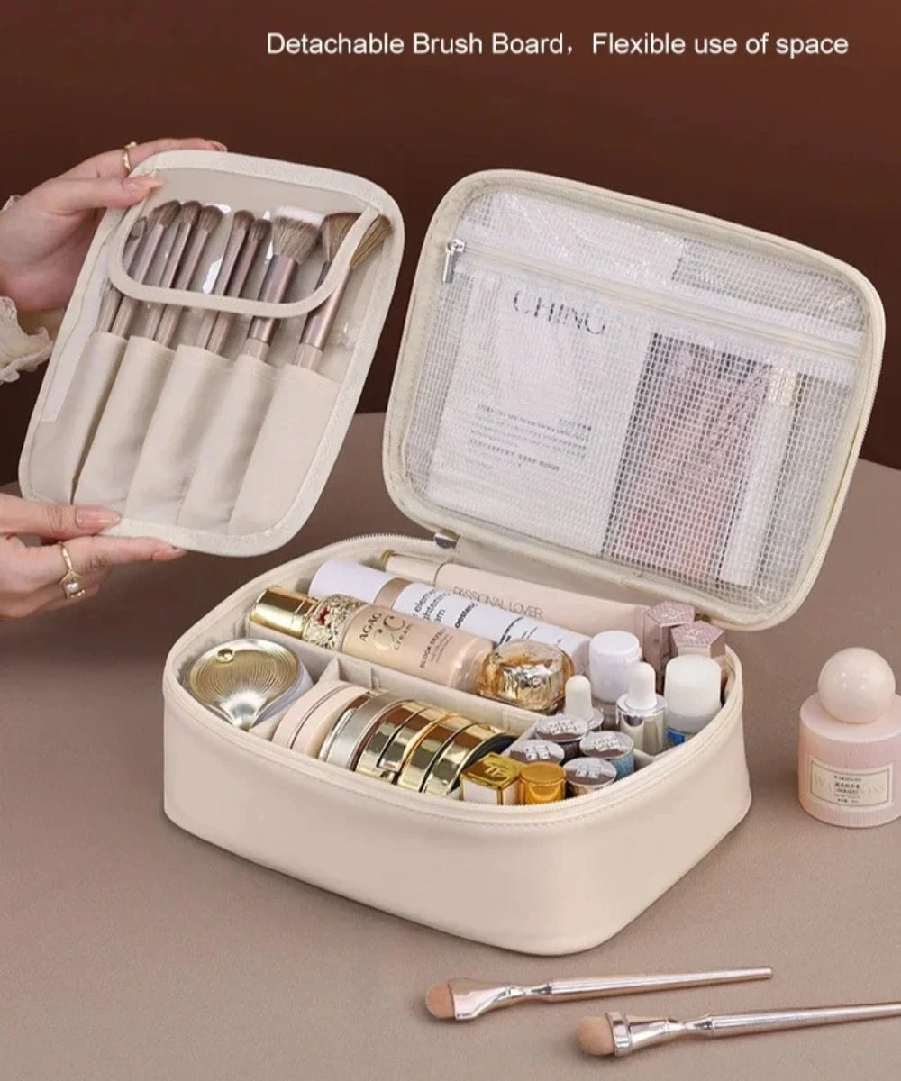 Bolsa de cosméticos de doble capa de gran capacidad
