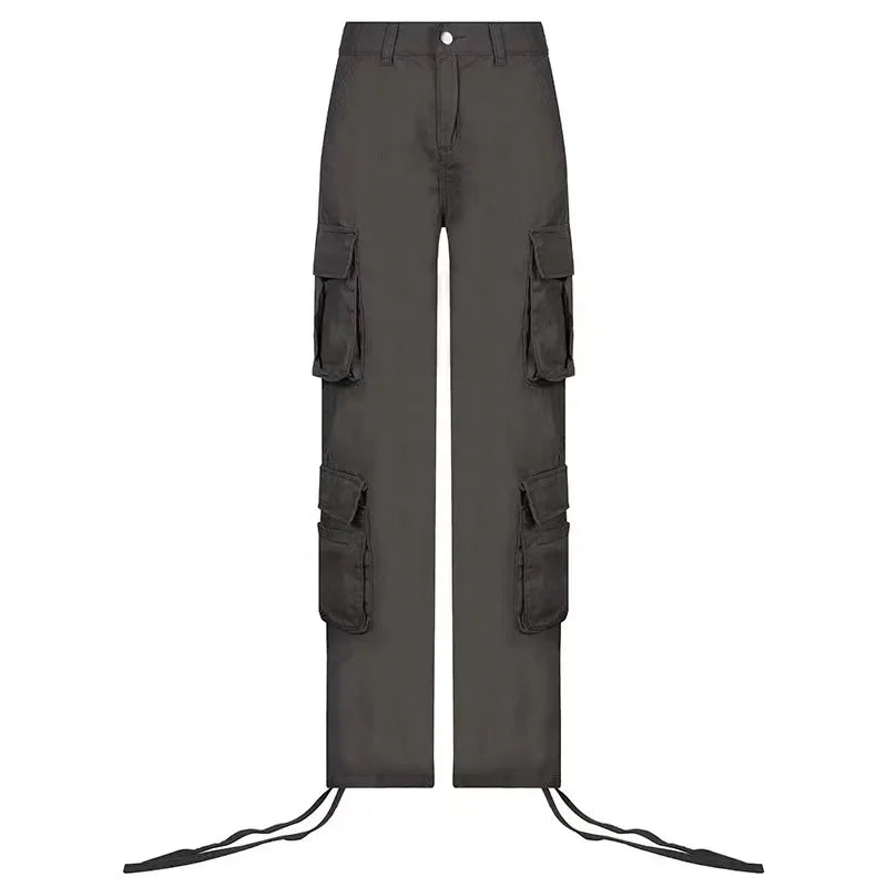 Baggy Cargo Pants Low Waist Denims Vintage Women Hip Hop Y2K Multi Pockets Jeans 2024 Autumn Streetwear Trousers Overalls