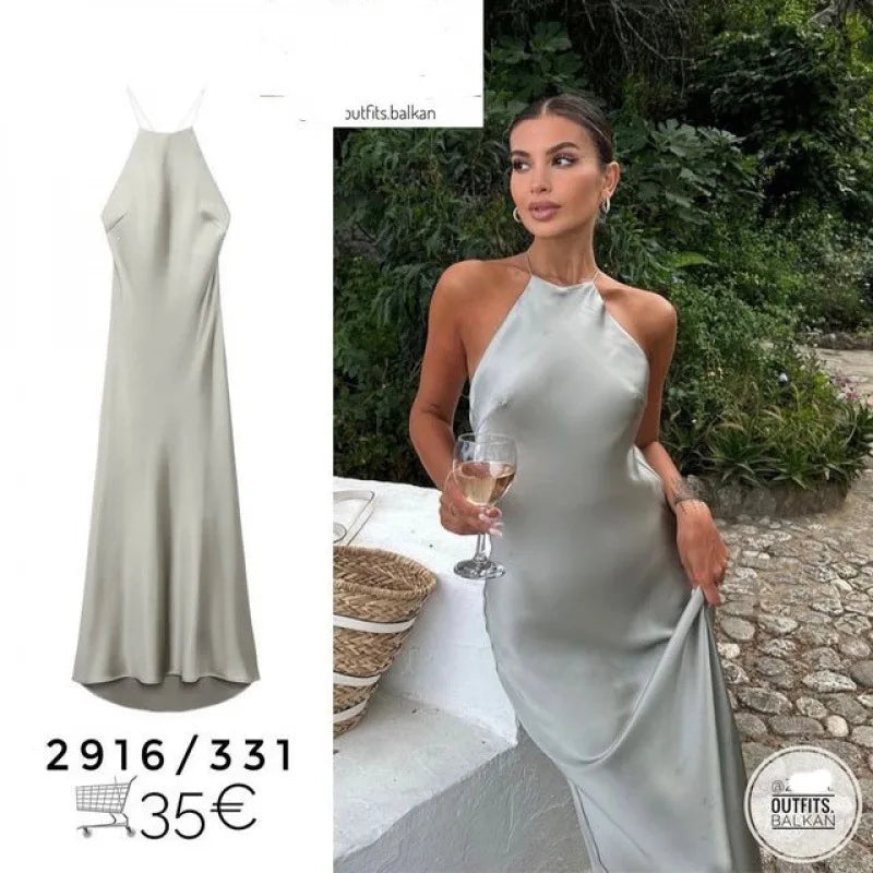 Vestido sin tirantes de satén de seda largo estilo callejero estampado floral tejido de poliéster sin cintura
