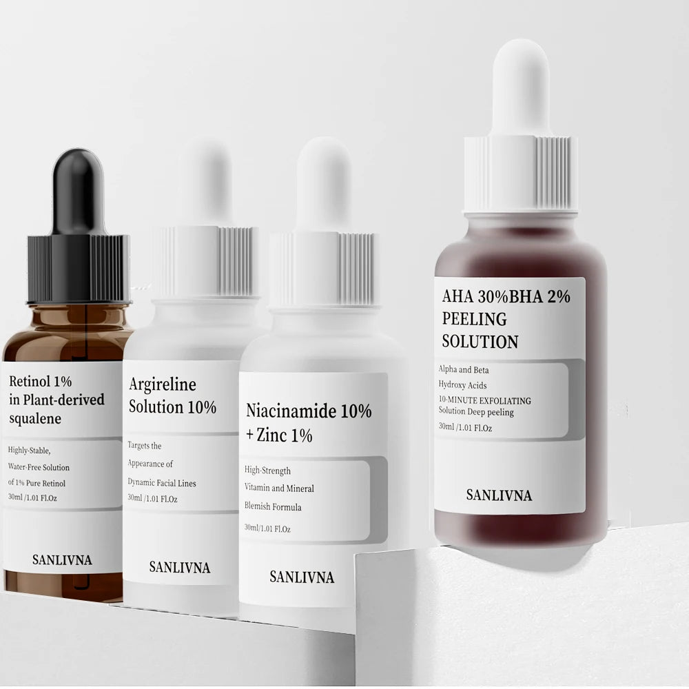 AHA 30%+BHA 2% Exfoliante Facial Suero de Ácido Salicílico 10% Niacinamida + 1% Zinc, 10% Suero Hexapéptido Hidratante Cuidado de la Piel Facial