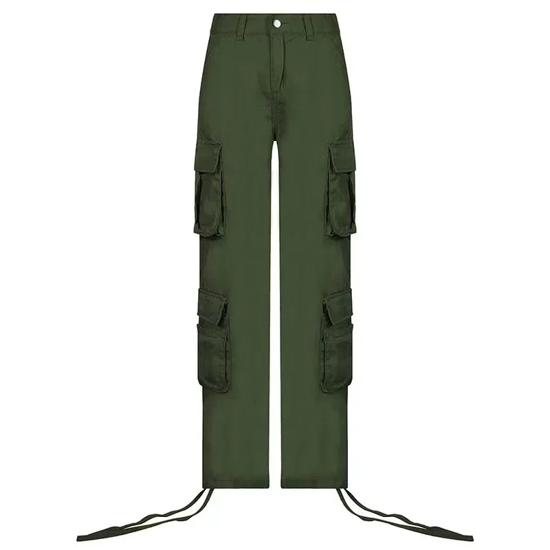 Baggy Cargo Pants Low Waist Denims Vintage Women Hip Hop Y2K Multi Pockets Jeans 2024 Autumn Streetwear Trousers Overalls