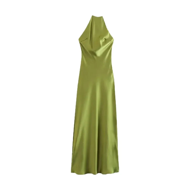 Silk Satin Feel Strapless Gown Long Street Style Floral Print Polyester Fabric No-Waist Design Summer 2025 Women's Dress