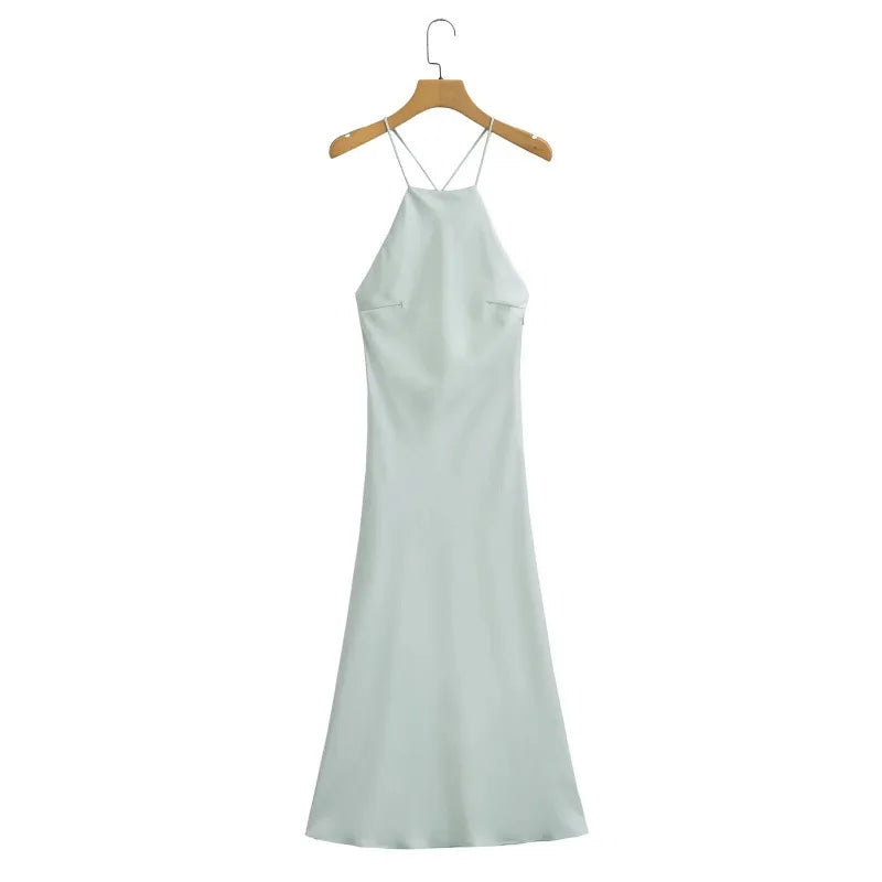 Silk Satin Feel Strapless Gown Long Street Style Floral Print Polyester Fabric No-Waist Design Summer 2025 Women's Dress