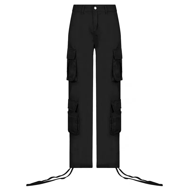 Baggy Cargo Pants Low Waist Denims Vintage Women Hip Hop Y2K Multi Pockets Jeans 2024 Autumn Streetwear Trousers Overalls