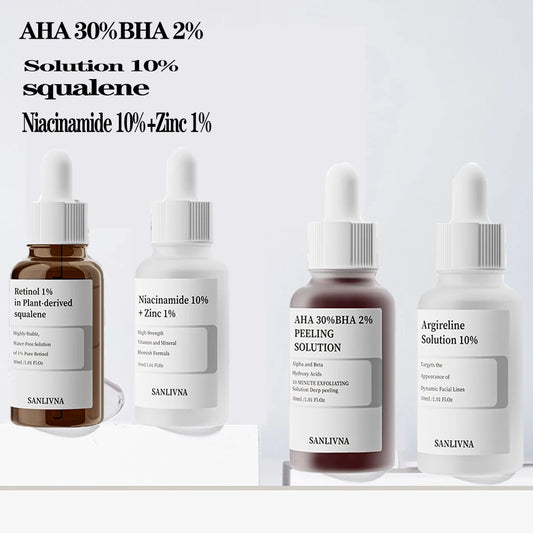 AHA 30%+BHA 2% Exfoliante Facial Suero de Ácido Salicílico 10% Niacinamida + 1% Zinc, 10% Suero Hexapéptido Hidratante Cuidado de la Piel Facial