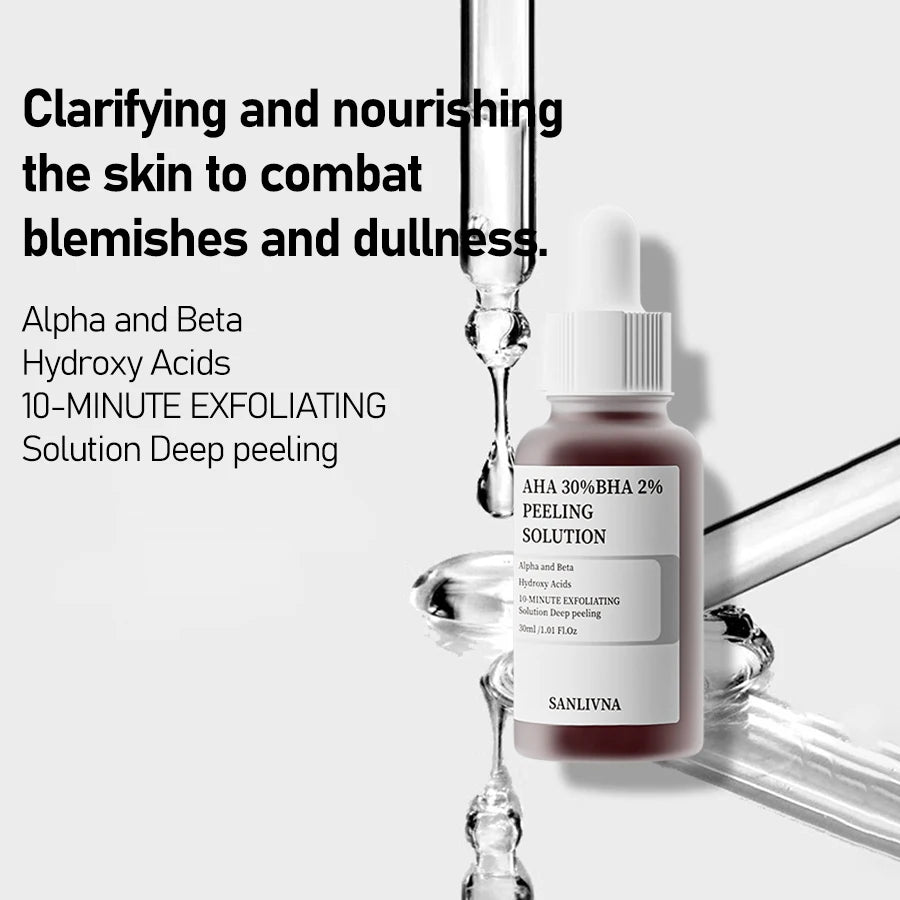 AHA 30%+BHA 2% Exfoliante Facial Suero de Ácido Salicílico 10% Niacinamida + 1% Zinc, 10% Suero Hexapéptido Hidratante Cuidado de la Piel Facial