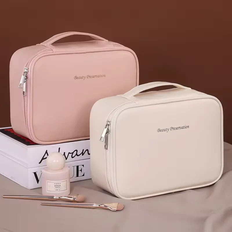 Bolsa de cosméticos de doble capa de gran capacidad