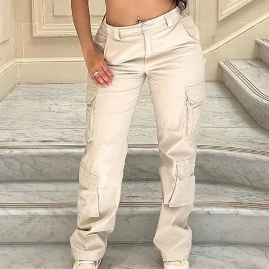 Baggy Cargo Pants Low Waist Denims Vintage Women Hip Hop Y2K Multi Pockets Jeans 2024 Autumn Streetwear Trousers Overalls