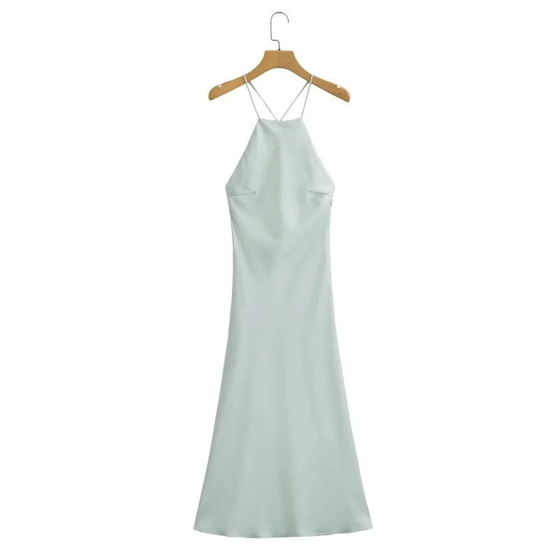 Silk Satin Feel Strapless Gown Long Street Style Floral Print Polyester Fabric No-Waist Design Summer 2025 Women's Dress